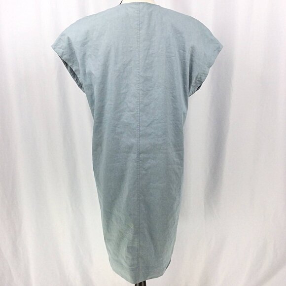 Theory Short Sleeve Utility Dress Womens Size 8 Eggshell Blue MISSING BELT STAIN - Picture 4 of 14